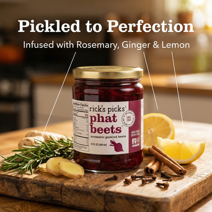 Phat Beets™ — Pickled Ruby Red Beets with Peppercorns & Bay Leaf, 15 oz