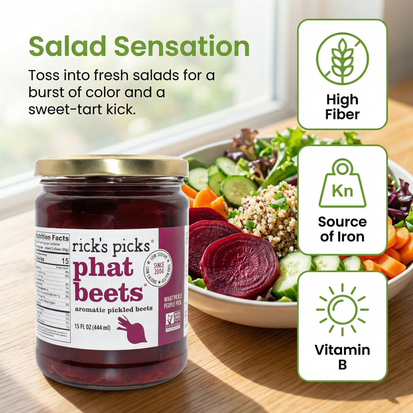 Phat Beets™ — Pickled Ruby Red Beets with Peppercorns & Bay Leaf, 15 oz