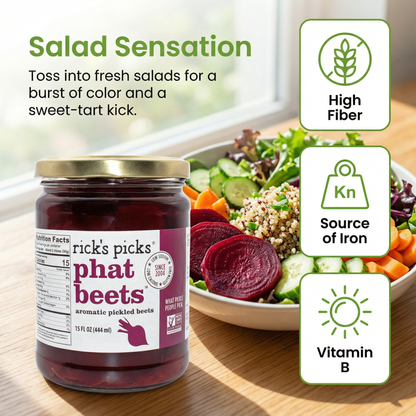 Phat Beets™ — Pickled Ruby Red Beets with Peppercorns & Bay Leaf, 15 oz